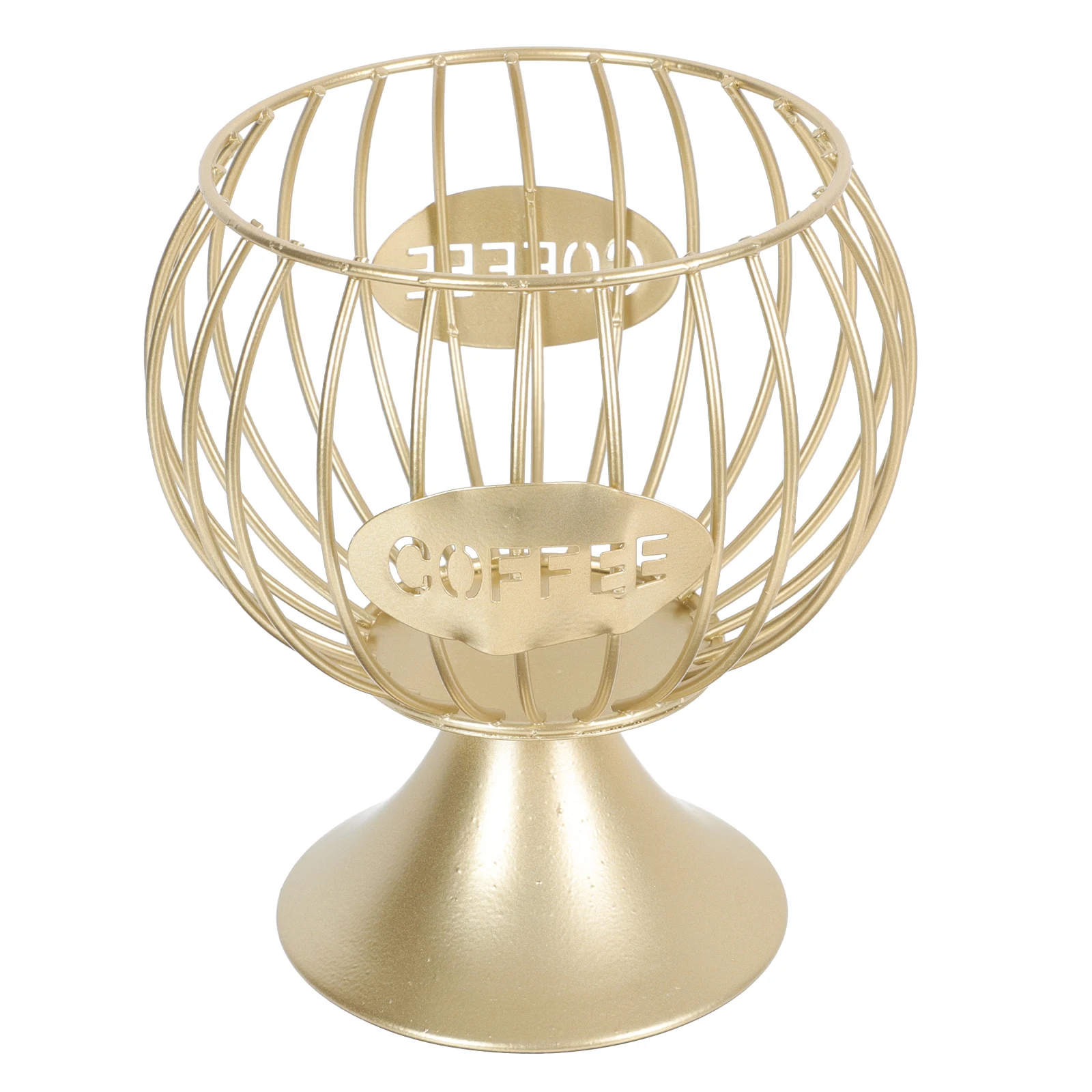 

1Pcs Iron Fruit Storage Basket Coffee Organizer Golden Large Capacity Kitchen Storage Holder Practical