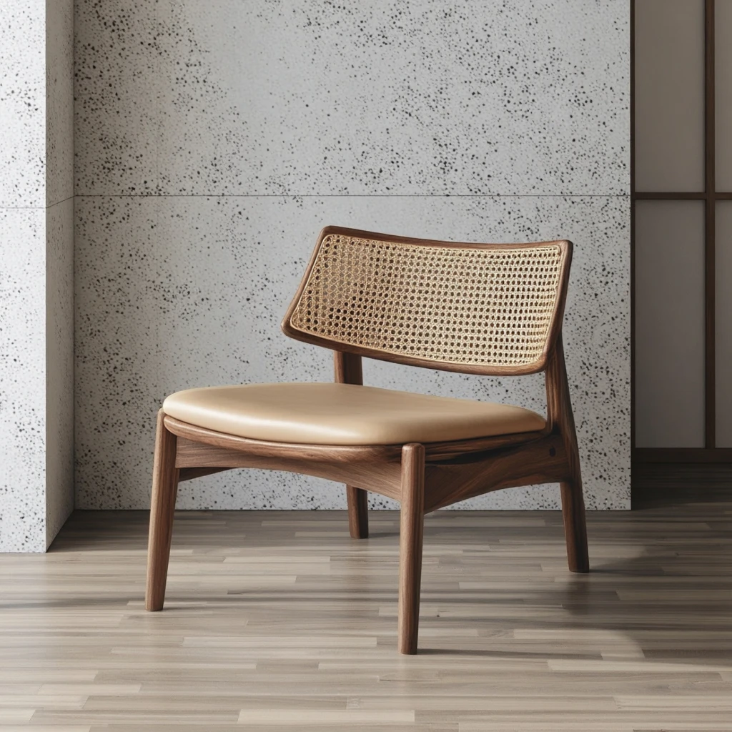 Good Quality Solid Wood Rattan Armrest Middle Designer Chair Nordic Retro Coffee Chair Outdoor Garden Park Chair كرسي استرخاء
