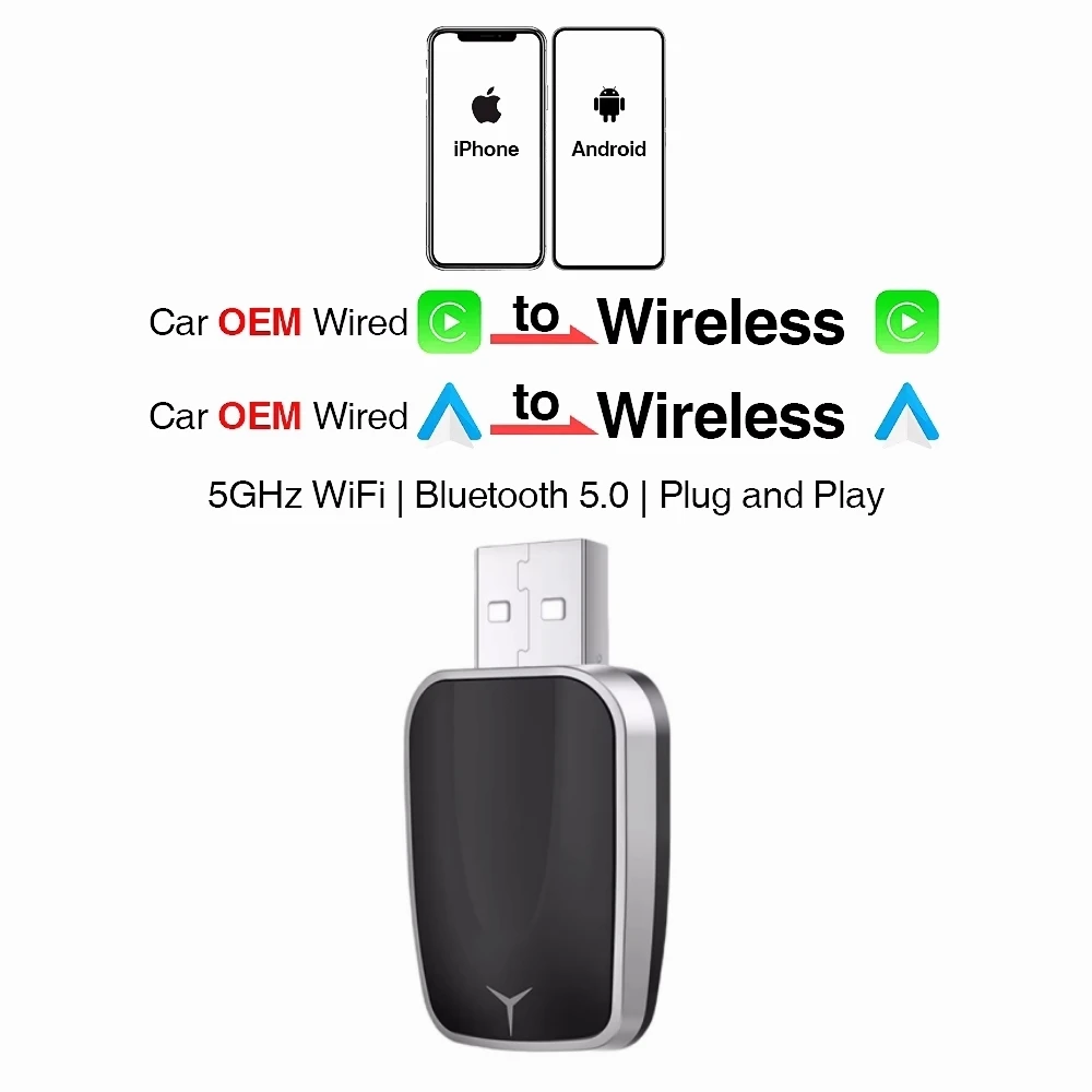 2in1 Draadloze CarPlay Dongle Draadloze Android Auto Adapter AI Smart Box Auto Intelligente Systemen Voor Auto Met Bedrade CarPlay