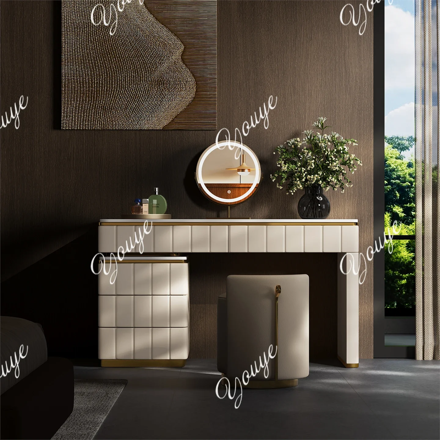 

N63 Легкий роскошный комод для спальни, современный мраморный итальянский минималистичный высококачественный столик для макияжа, встроенный комод из цельного дерева