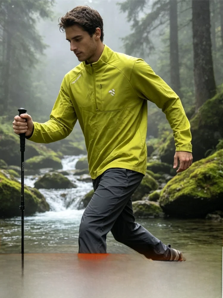 Men's Outdoor Quick Dry Base Shirt Moisture Wicking Composite Warm Fleece Autumn Winter Standard Fit Long Sleeve T-Shirt