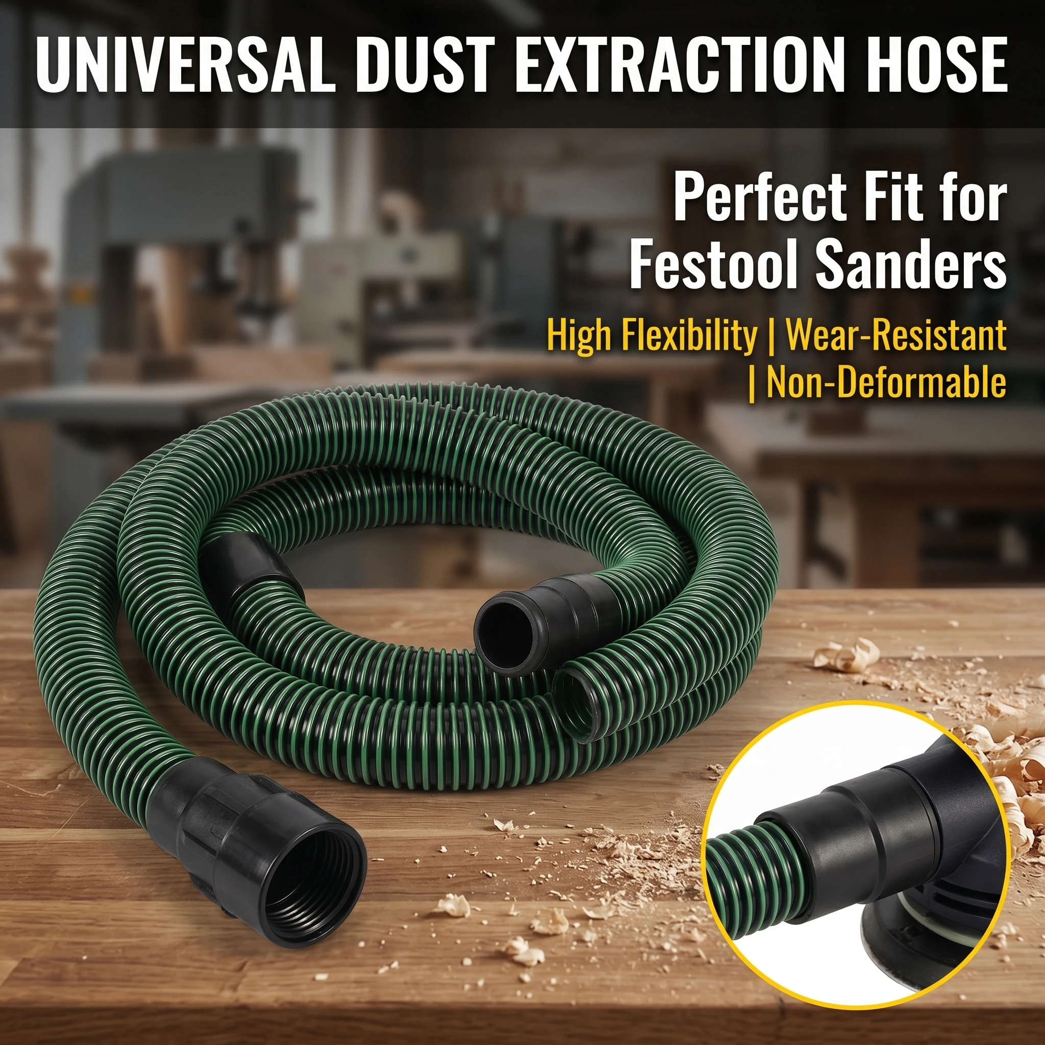 Anti-Static 35mm OD Flexible Corrugated Dust Hose for Woodworking Fits Table/Circular Saws & Sanders - view 2