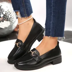 Foreign Trade Large Size Flat Women's Shoes 2024 Spring and Autumn New Retro Small Leather Shoes Round Head Soft Sole Loafers