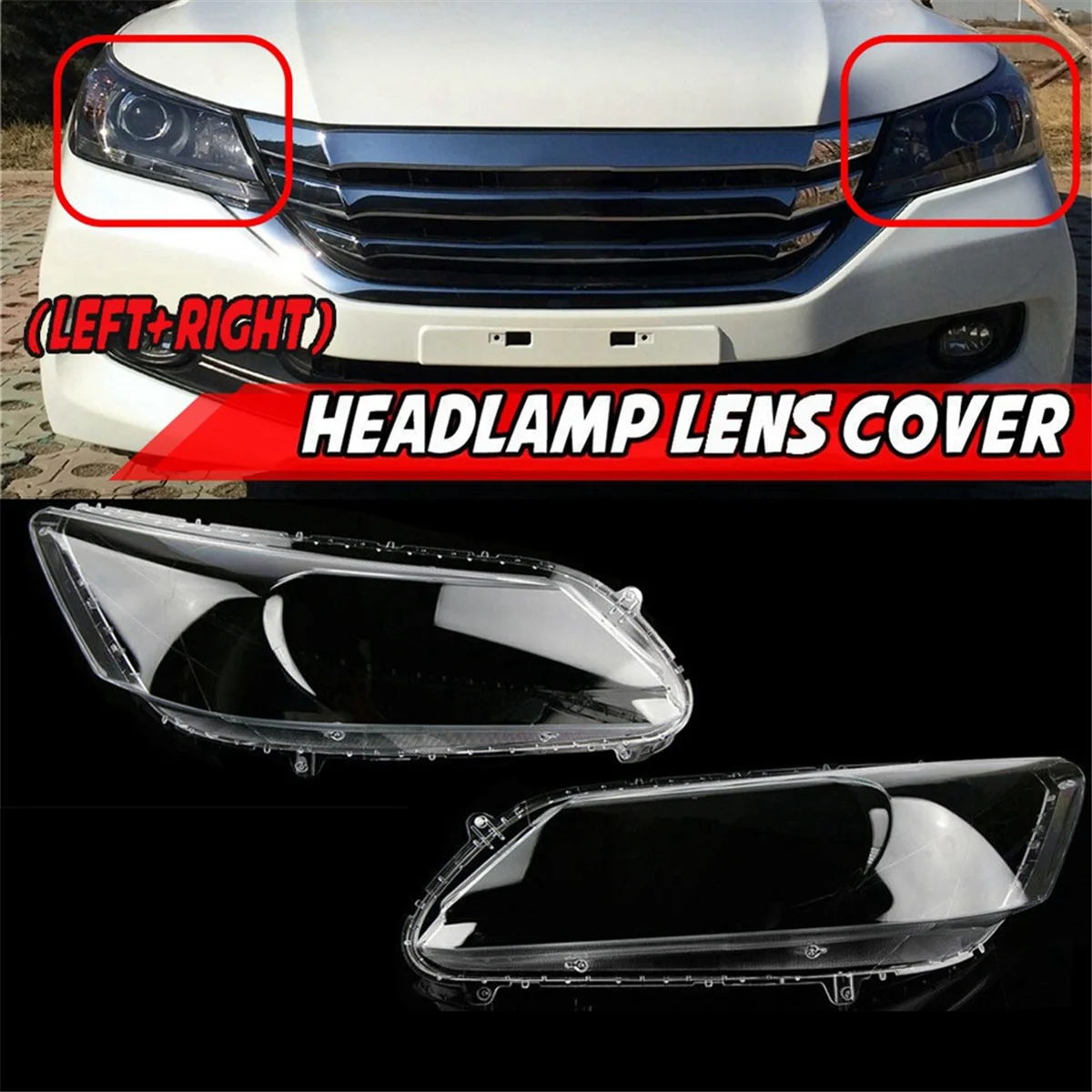 Left Car Headlight Lens Cover Headlight Lampshade Front Light Shell for Accord 2013 2014 2015