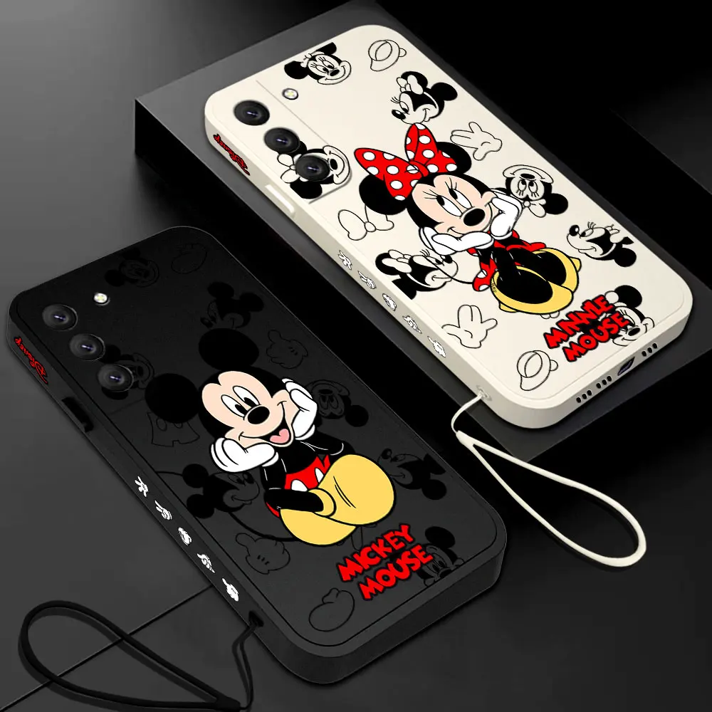 Mickey Minnie Mouse Hot Cute Case For Samsung A54 A34 A73 A53 A33 A23 A14 A13 A72 A52S A32 A22 A12 A71 A51 4G 5G with Hand Strap