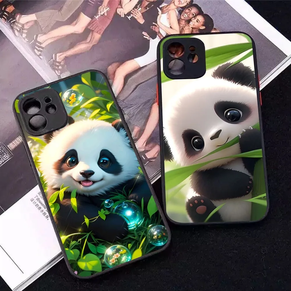 

Cute 3D Panda Phone Case For IPhone 14 11 12 13 Mini Pro Max 8 7 Plus X XR XS MAX Translucent Matte Cover