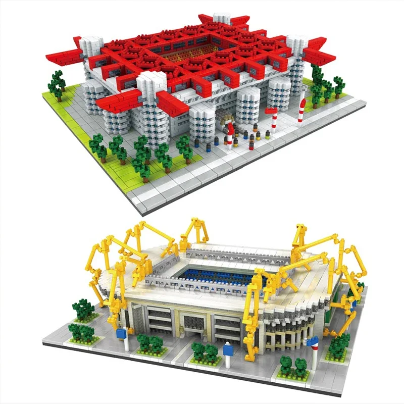 2024 Football Old Trafford Camp Nou Bernabeu San Sir Stadium Real Madrid Barcelona Club Diamond Building Blocks Toy Gift