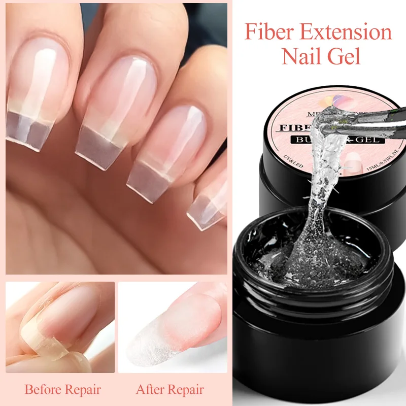 MEET ACROSS 8ml Fiber Extension Gel Polish Nail Repair Fix Crack Glue Quick UV Extension Constructing Reinforce Gel Varnishes