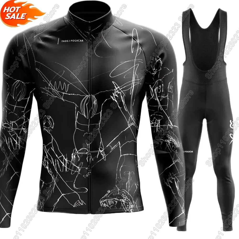 

UAE Team Cycling Jersey Set 2025 Clothing Suit Summer Winter Long Sleeve TADEJ POGACAR MTB Bike Road Pants Bib Ropa Ciclismo