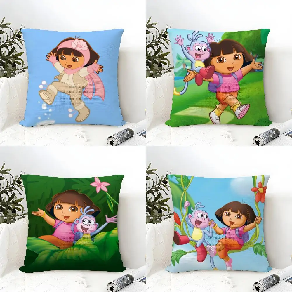 D-Dora The ExplorerS Cushion Cover Eco Linen Pillow Case Double-Sided Print Breathable Durable Zipper Home Decor Gift