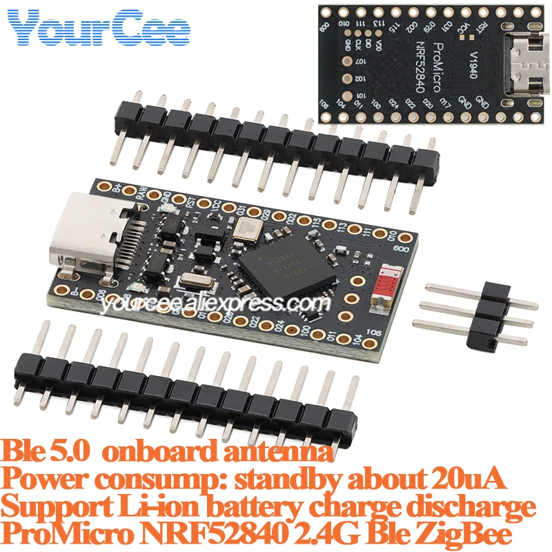 5pcs/1pc ProMicro NRF52840 Wireless Wifi 2.4G Ble 5.0 ZigBee RP2040 4MB 16MB MicroPython ARM Core Development Board Module