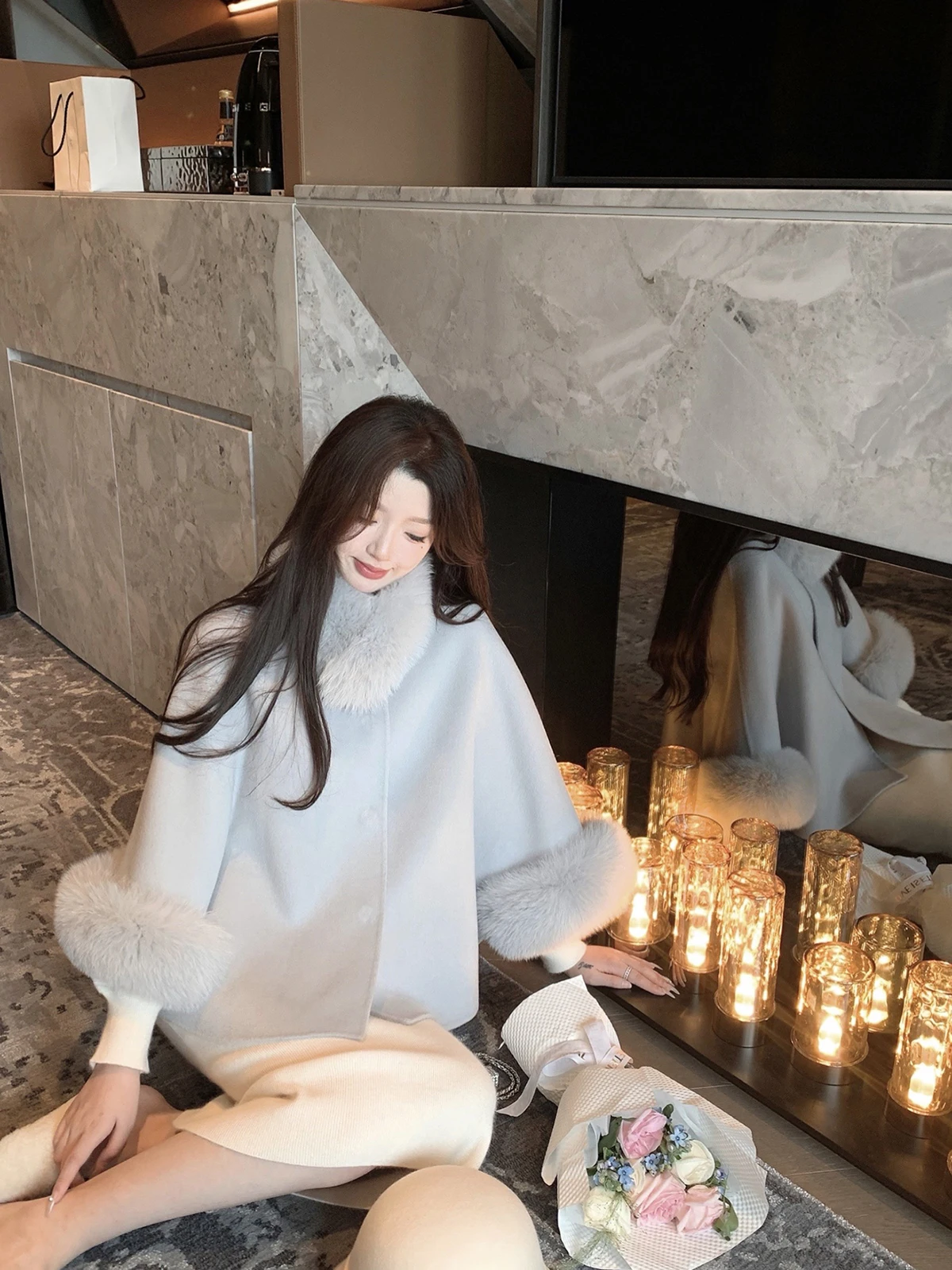 

Двустороннее шерстяное пальто с меховым воротником от Zhao Bao Ni: Женская модная зимняя верхняя одежда для повседневной носки