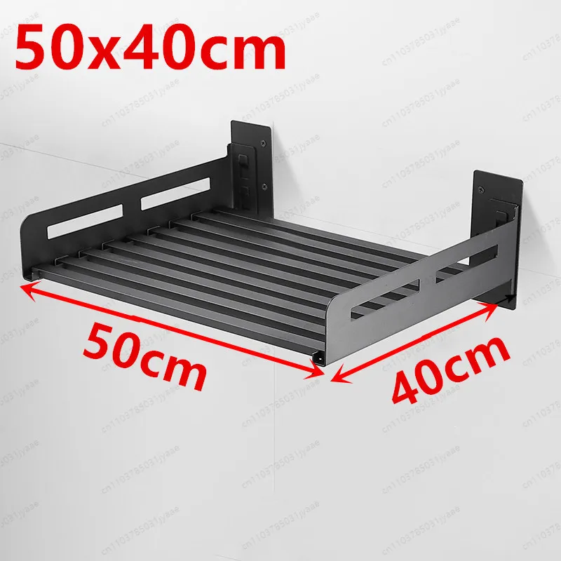 Heavy Duty Wall Mount Microwave Stand, Black Stainless Steel Under Cabinet Storage Rack for Kitchen Organizer