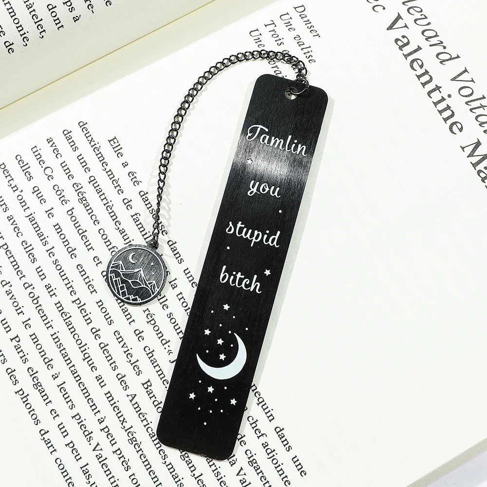 Acotar Acomaf Acrylic Bookmarks with Tassel, Moon Mountain Wings Bookmark for Reading Women Men, Book Accessories, Book Mark Gif