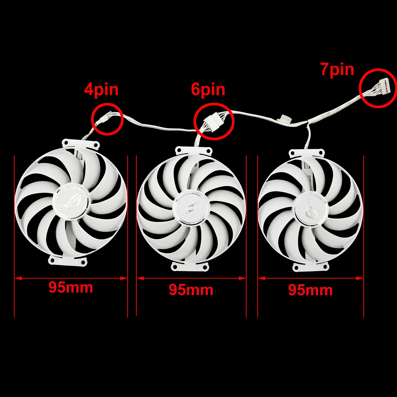 Imagem -02 - Cooler Fan Substituição para Asus Amd Rog Strix Geforce Rtx 3070 3080 3090 v2 Edição Placa Gráfica Novo 95 mm Branco Cf1010u12s