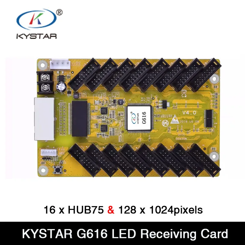 KYSTAR G616 Full Color Receiver Card Control Range 128 x 1024 Pixels , 16 x HUB75 for LED module Work with Sending Card