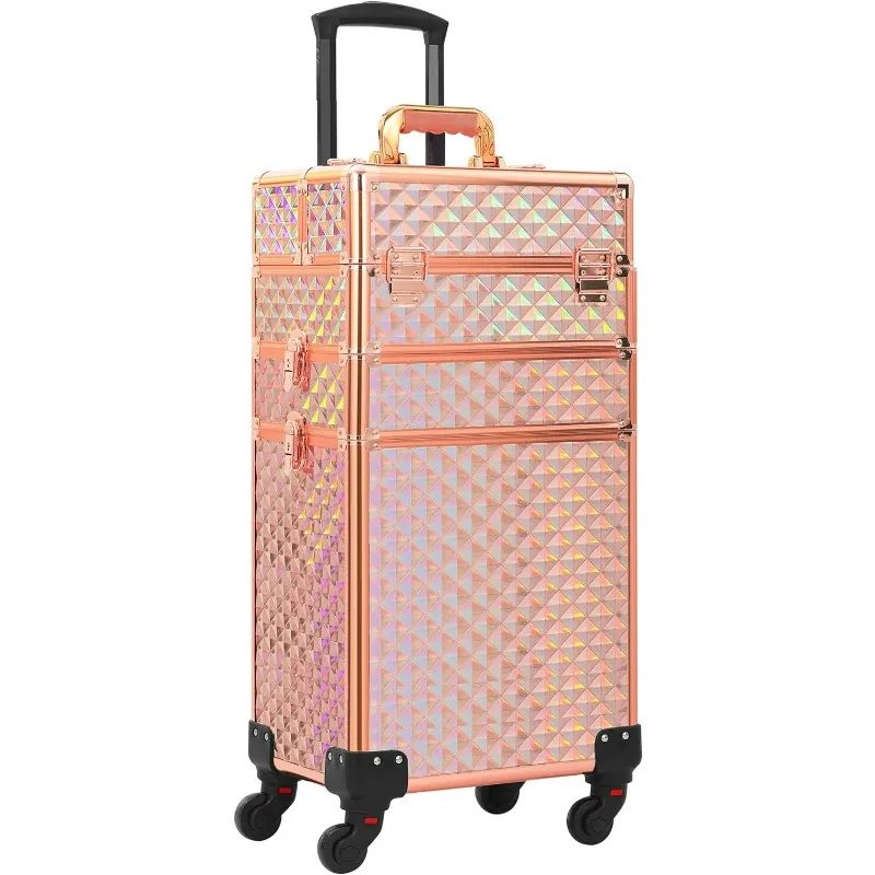 

Rolling Makeup 3 in 1,Professional Makeup Train Organizers,Large Storage Cosmetic Trolley,Makeup Travel For