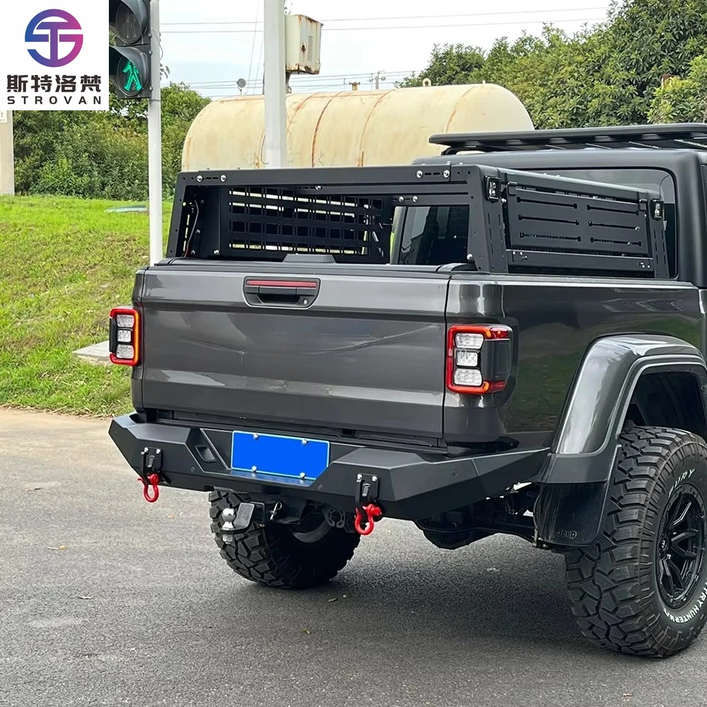 

AQTA Aftermarket 4x4 Rear Bumper for 2022 2020 Gladiator Black Power Coating 4WD Bull Bar Offroad Trailer Steel Stubby Meta