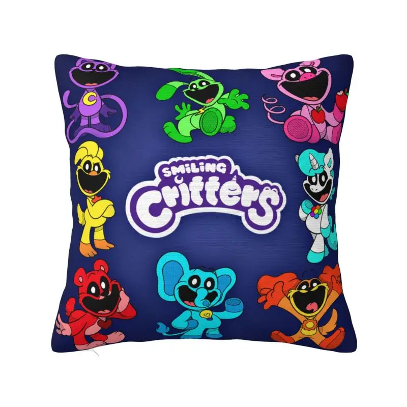 Custom Colorful Smiling Big Mouth Critters Throw Pillow Covers Scarry Animated Game Cushions Cover for Sofa Square Pillowcase