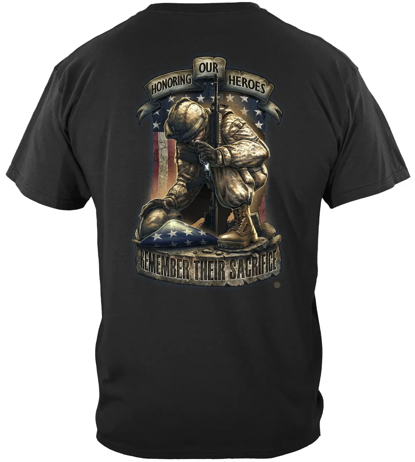 USA Military Honor Our Heroes USA Flag Soldier T-Shirt 100% Cotton O-Neck Summer Short Sleeve Casual Mens T-shirt Size S-3XL