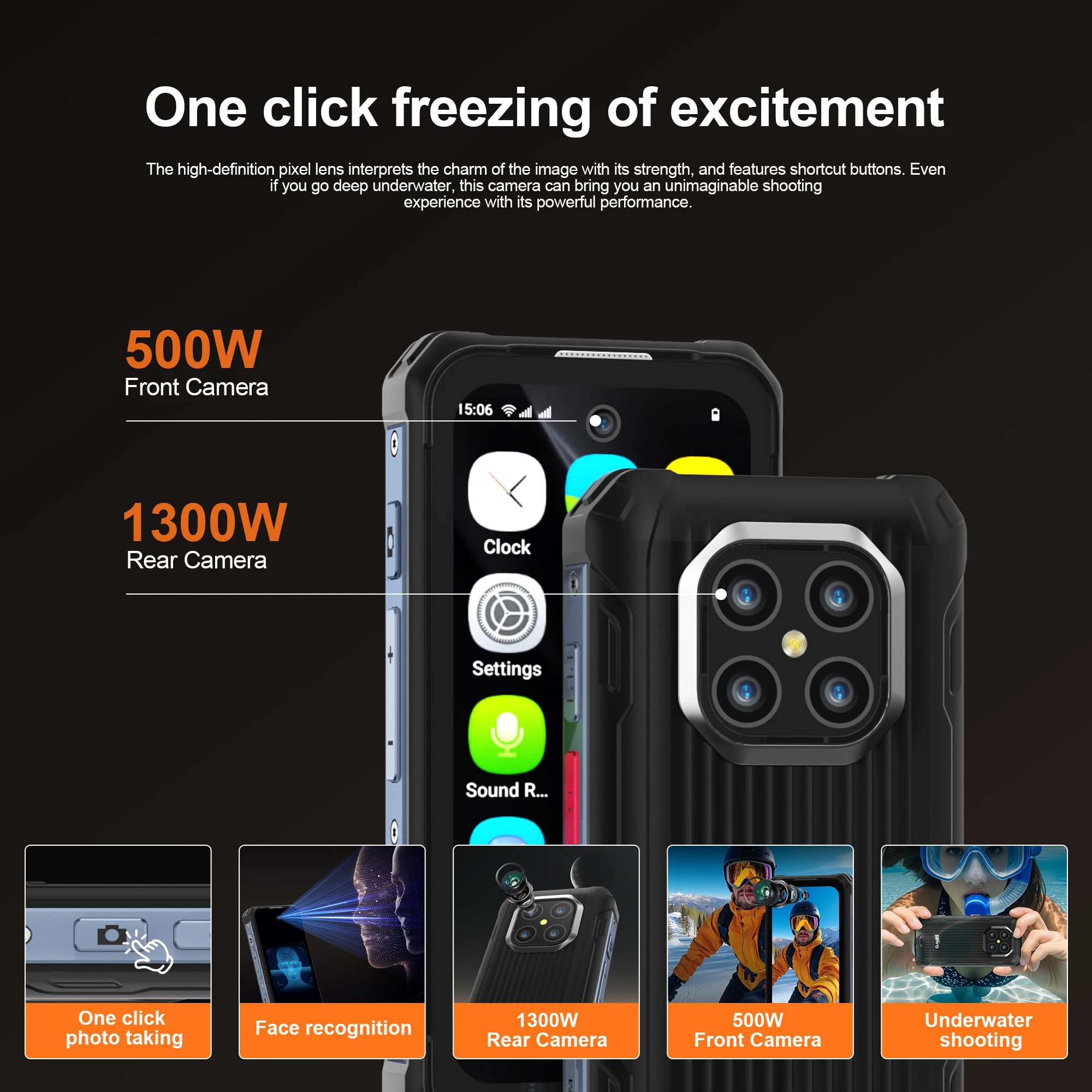 SERVO TANK500 4G PTT Smartphone Android 12 6+128GB Dual Camera 5MP+13MP 3.88"Display IP68 Waterproof Rugged Mobile Phone 3000mAh