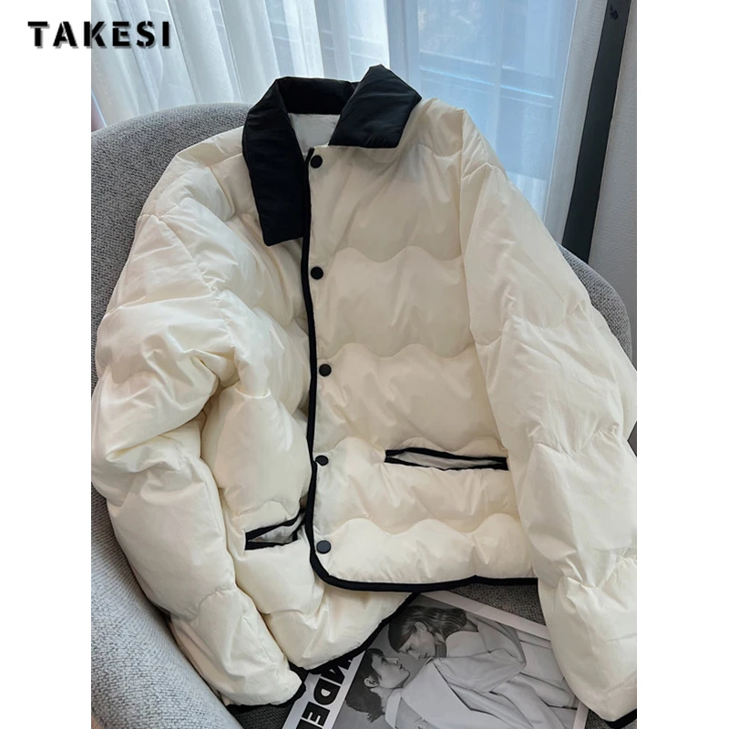 

Women Casual Basic Long Sleeve Single Breasted Parkas 2023 Autumn Winter Oversized Outerwear Jacket Fashion Warm Patchwork Coat