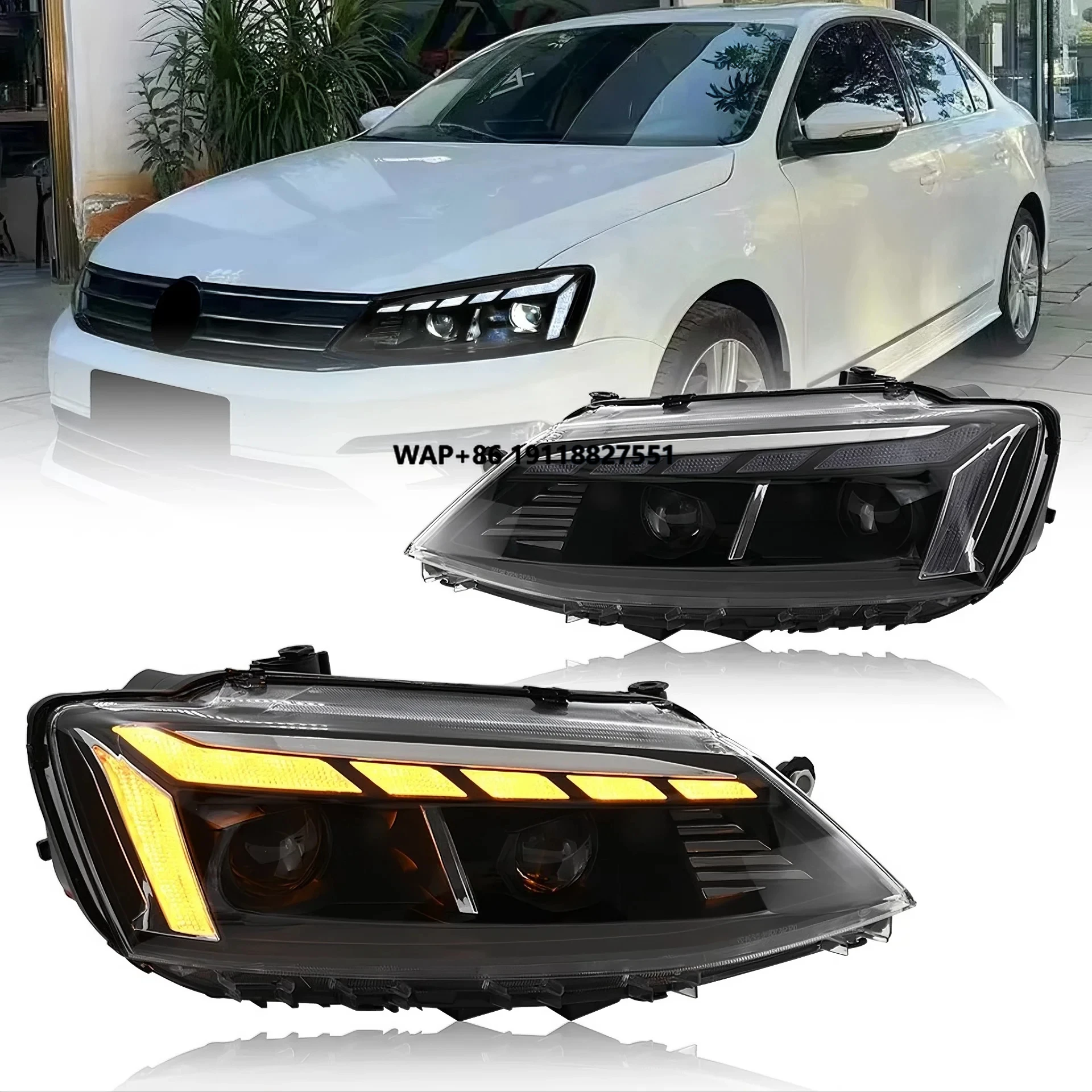 

LED Headlights for Jetta MK6 2011-2018 DRL Daytime Running Lights Sequential Front Turn Signal Lamp Assembly