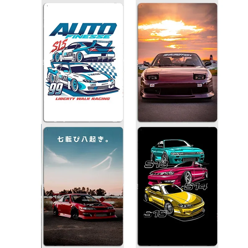 

Sports Car Silvia Generations 240SX JDM Legend Posters Metal Sign Poster Indoor Wall Garage Room Decoration Vintage Home Decor