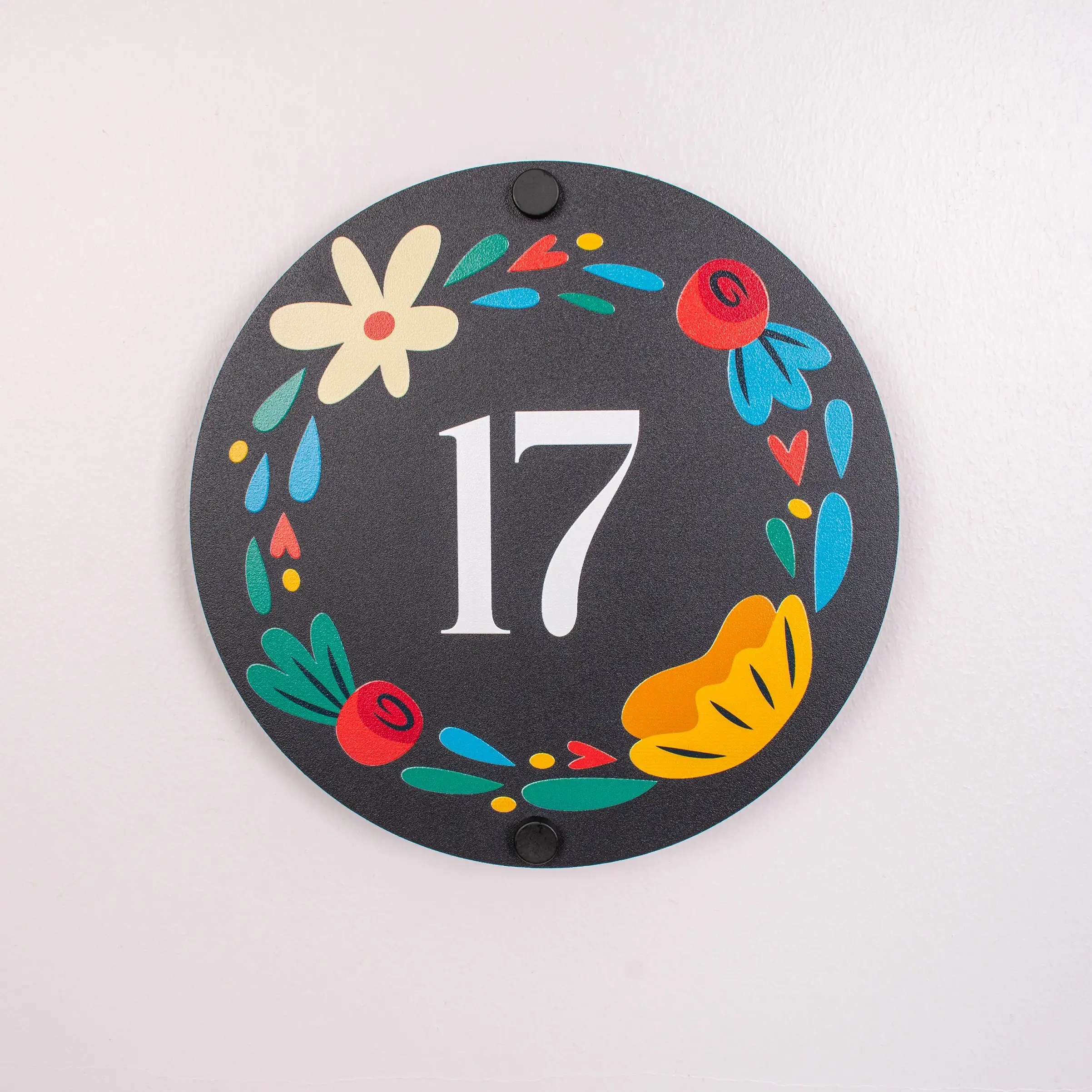 Flower Framed Metal Room Number Sign Apartment Door Personalized House Numbers Customized Plaque Address Name Door Decal Acrylic