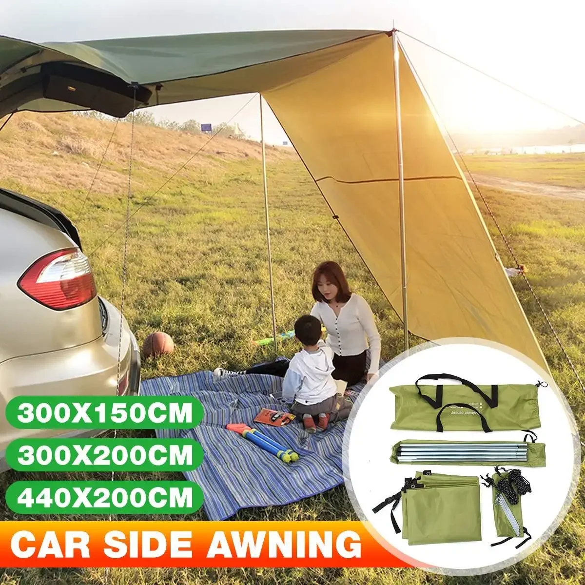 Car Tent Shelter Shade Camping Side Car Roof Top Tent Awning Waterproof UV Portable Camping Tents Automobile Rooftop Rain Canopy