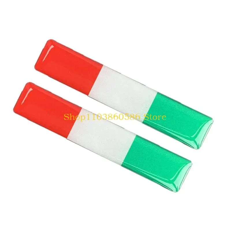 242A 2Pcs Raised Nation Flag Design Metal Alloy Stickers Water Resistant Decals For Truck