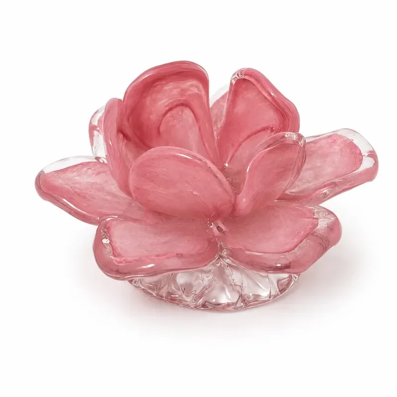 Hand Blown Glass Floral Sculpture Colorful Art Flower Ornament Unique Tabletop Decor for Living Room Home Easter Decoration