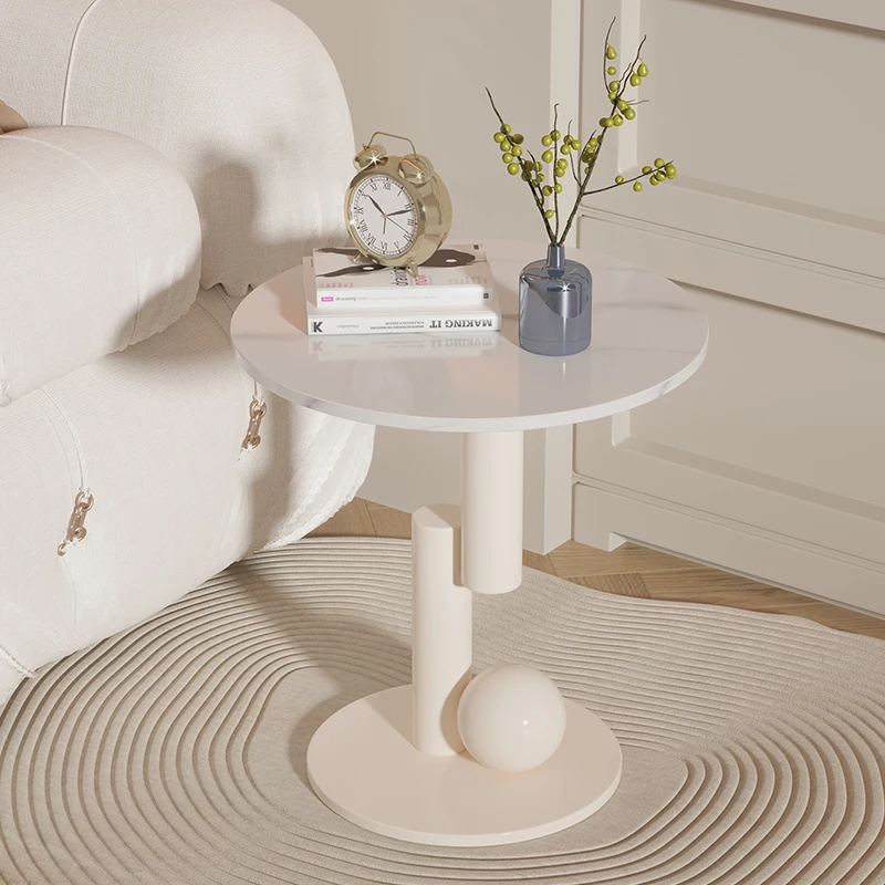 

Modern Creative Cream Metal CafeTable Luxury Slate Side Table For Living Room Sofa Small Table For Balcony House Use