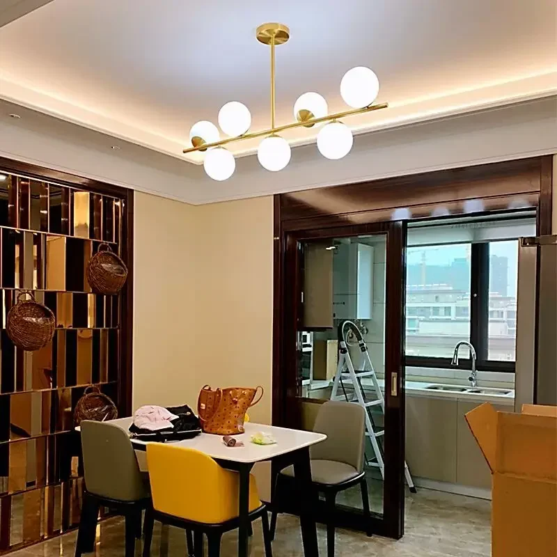 Nordic Minimalist Magic Bean LED Hanging Chandelier Bedroom Attic Kitchen Glass Pendant Lamps Indoor Lighting House Decoration - view 3