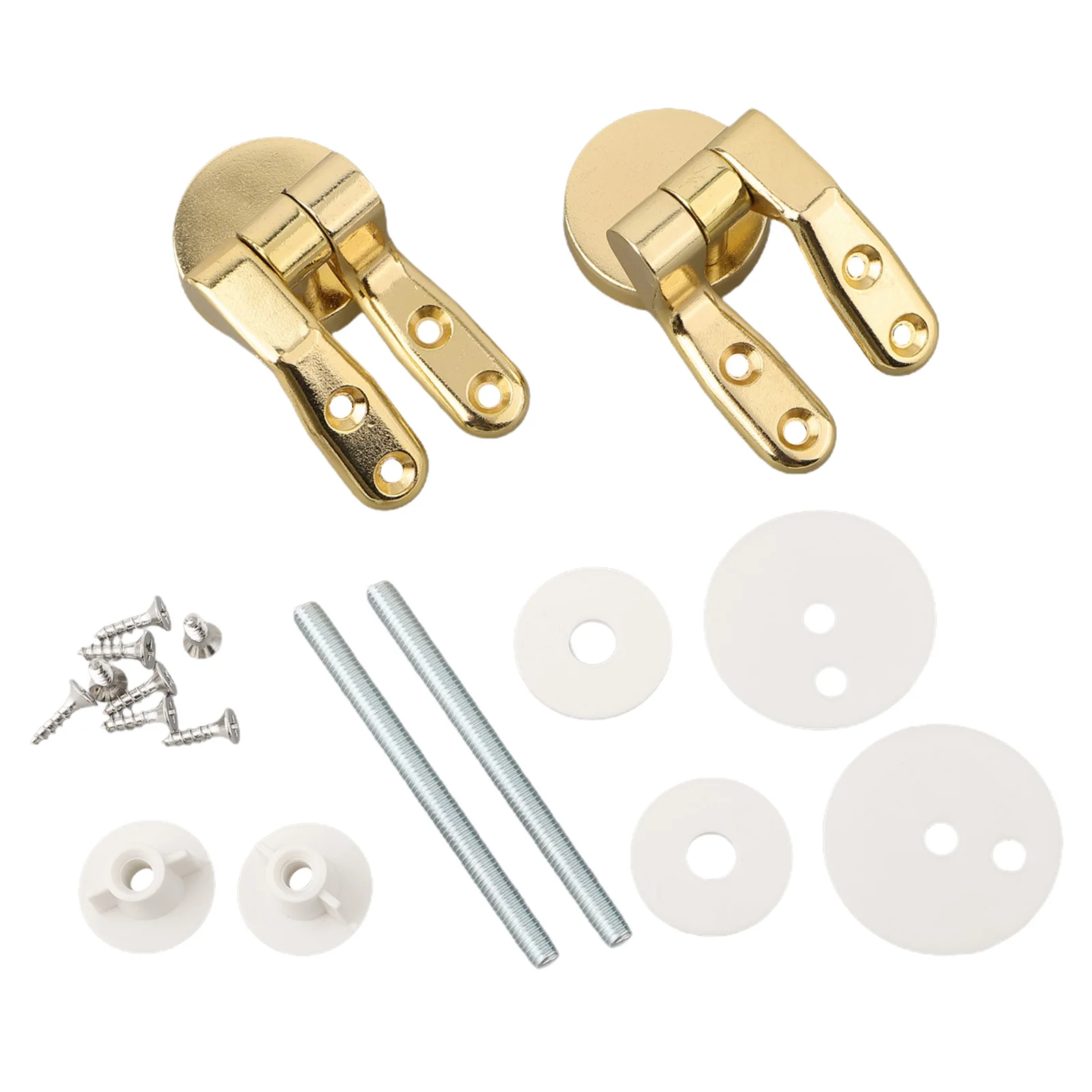 

Долговечные золотые петли для унитаза Винты из нержавеющей стали Петли из цинкового сплава Регулируемая фурнитура Коррозионностойкие гайки