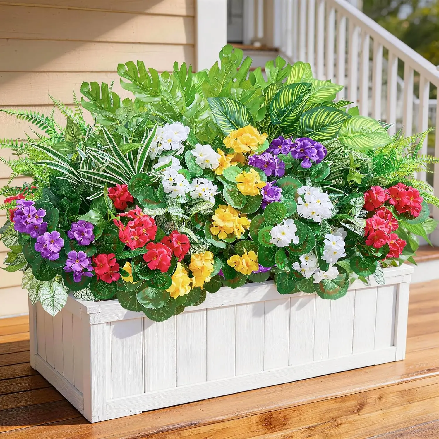 

30 Bundles Artificial Plants Outdoor UV Resistant Faux Greenery Stems with Flowers Shrubs for Planters Porch Garden Decor