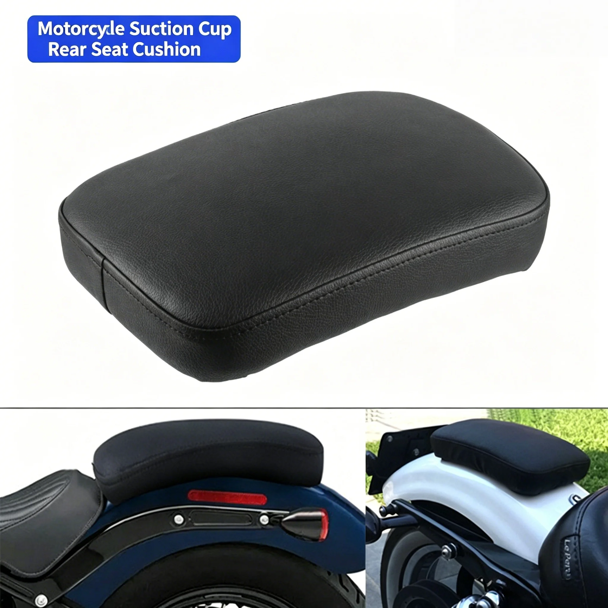 

Motorcycle Rear Seat Bag, Leather Suction Cup Pillion Seat Pad, Universal Retro Motorcycle Passenger Cushion Harley Cruiser