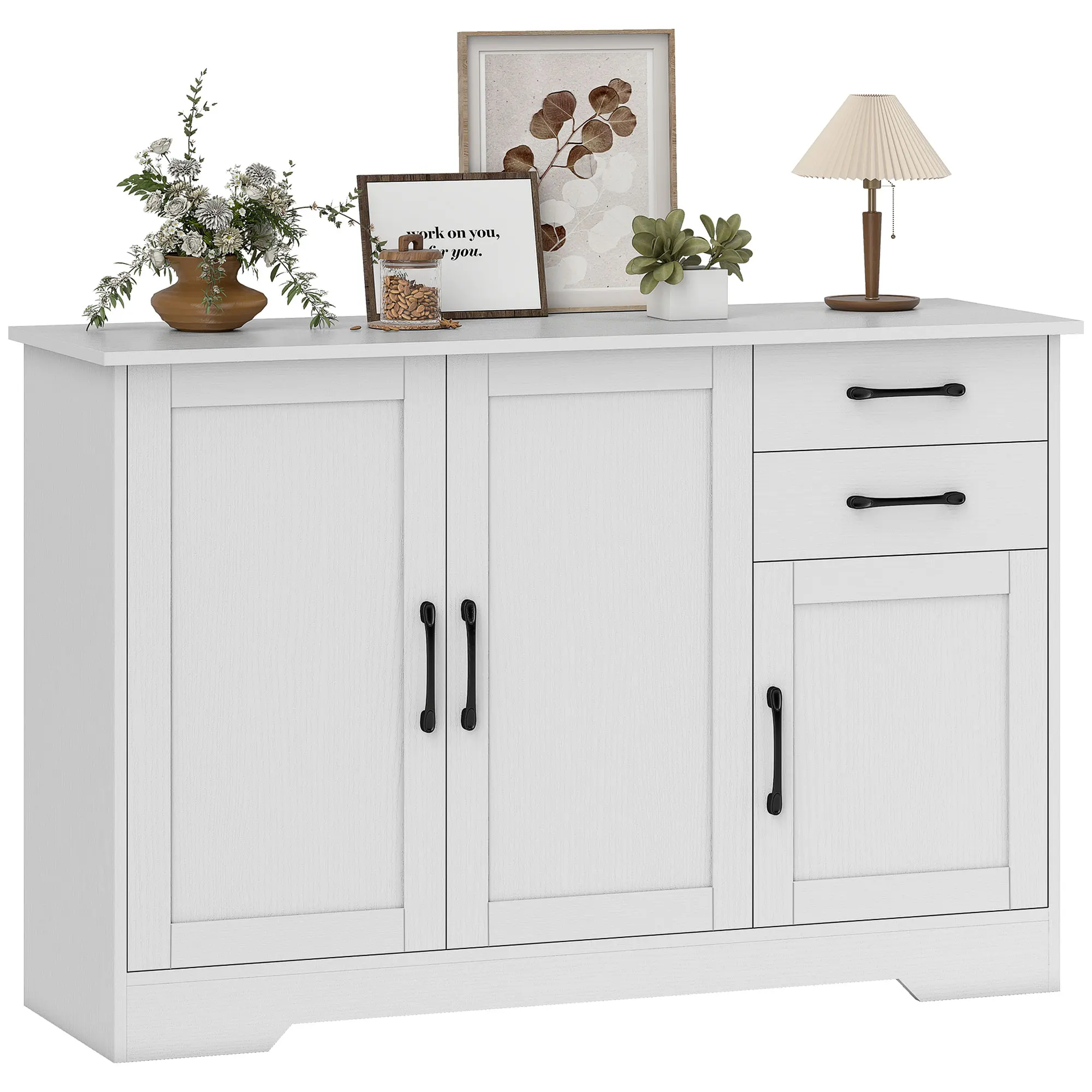HOMCOM Buffet da soggiorno, mobile contenitore con 3 ante, 2 cassetti e ripiano regolabile, stile moderno, credenza da sala da pranzo e c