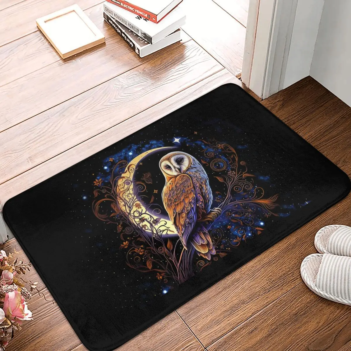 Mystical Night Owl Kitchen Non-Slip Carpet Moon Bedroom Mat Entrance Door Doormat Floor Decoration Rug