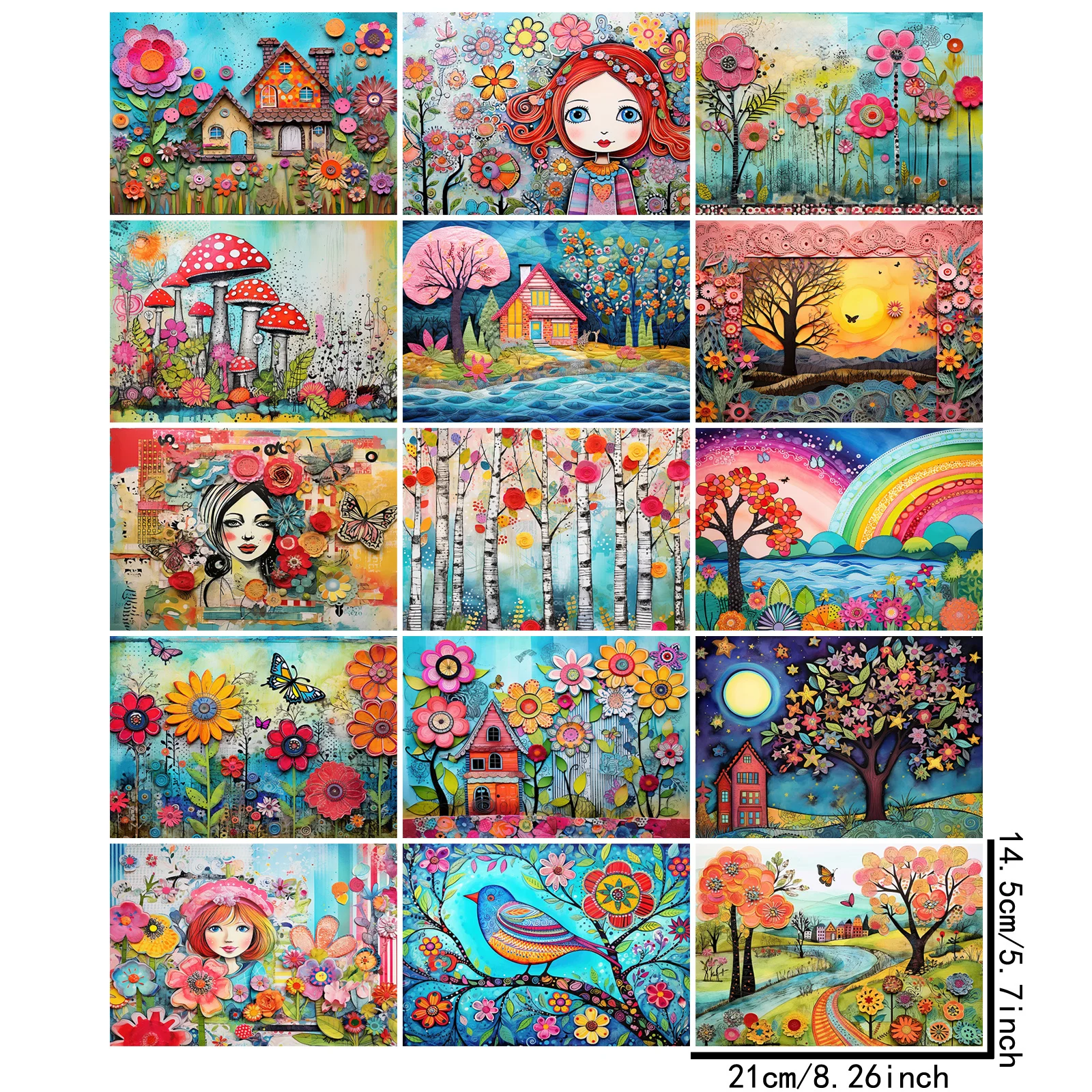 15 Sheets A5 Size Watercolor Fantasy Girl Collage Background Vintage Grunge Journal Planning Scrapbooking