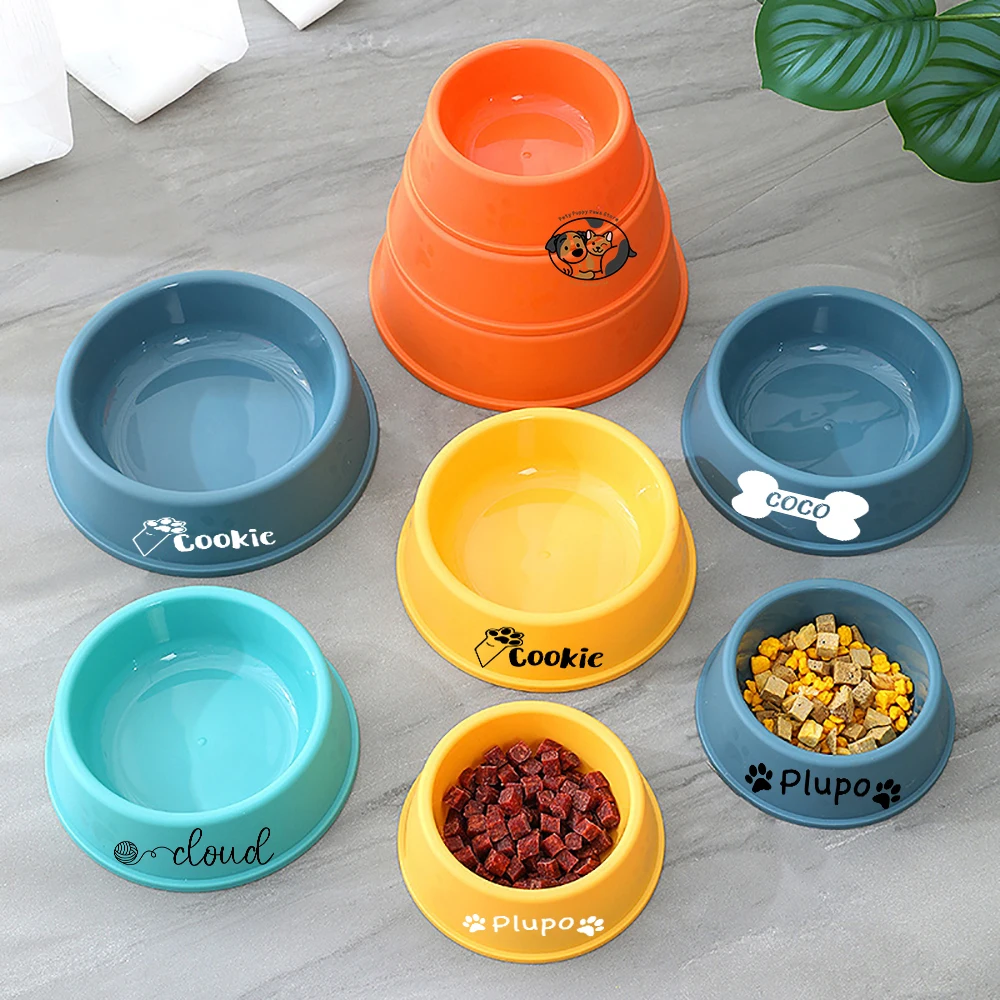 Custom Plastic Dog Bowls with Pet Name, Non-Slip, Christmas, Birthday Gifts for Pet,Personalized Pet Bowl, Feeder for Dog or Cat
