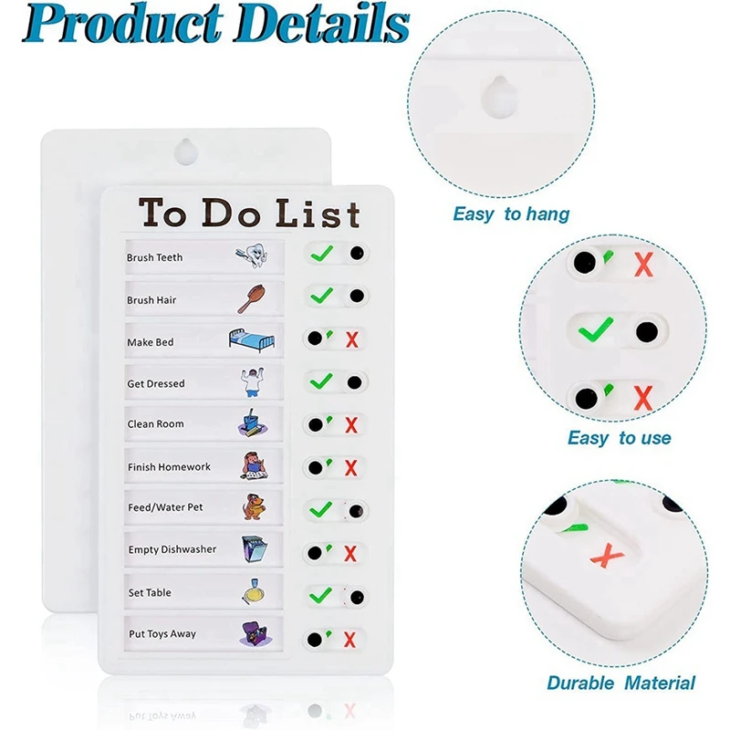 Pack Of 3 Memo Boards, Removable Plastic Chore Chart, To-Do List Sliding Boards With 40 Paper