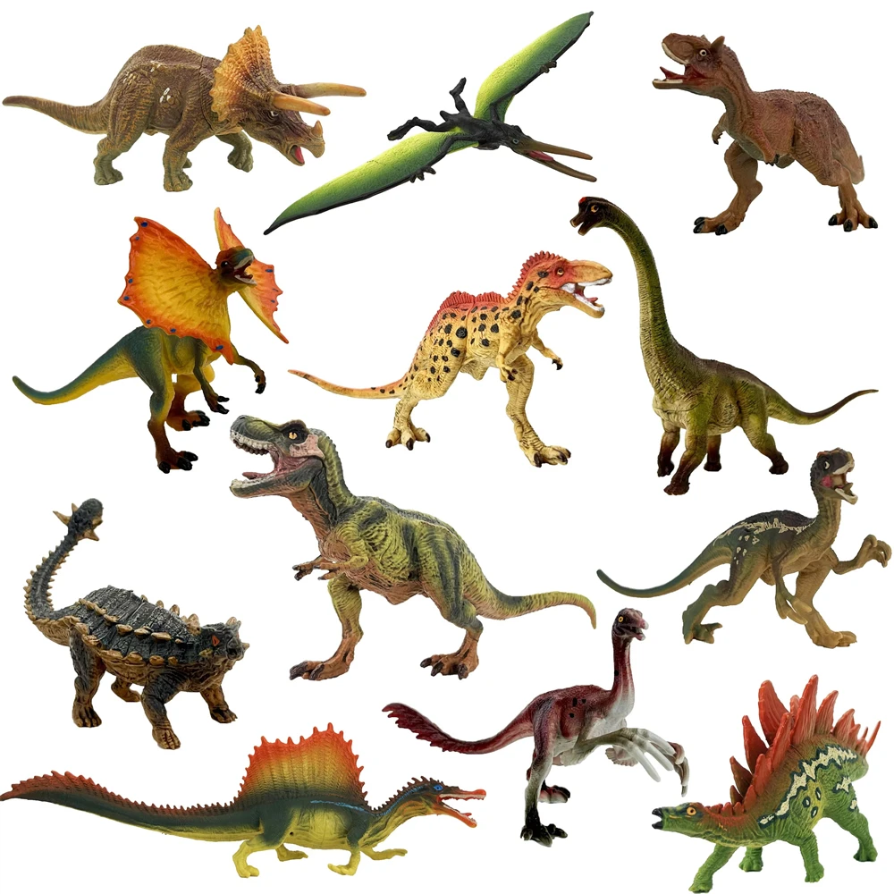 Figuras de dinosaurios jurásicos Rex, Velociraptor, Stegosaurus, Ankylosaurus, Triceratops, animales, modelo de colección, juguete para niños, regalo, 6 pulgadas