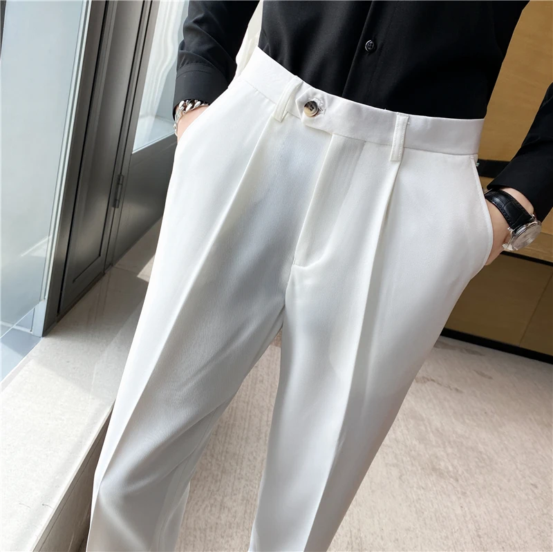 Groom White Suit Pants Men Formal Wear Dress Trousers Slim Fit Trousers Men Business Pants Men High Quality Dress Suits Pants 36