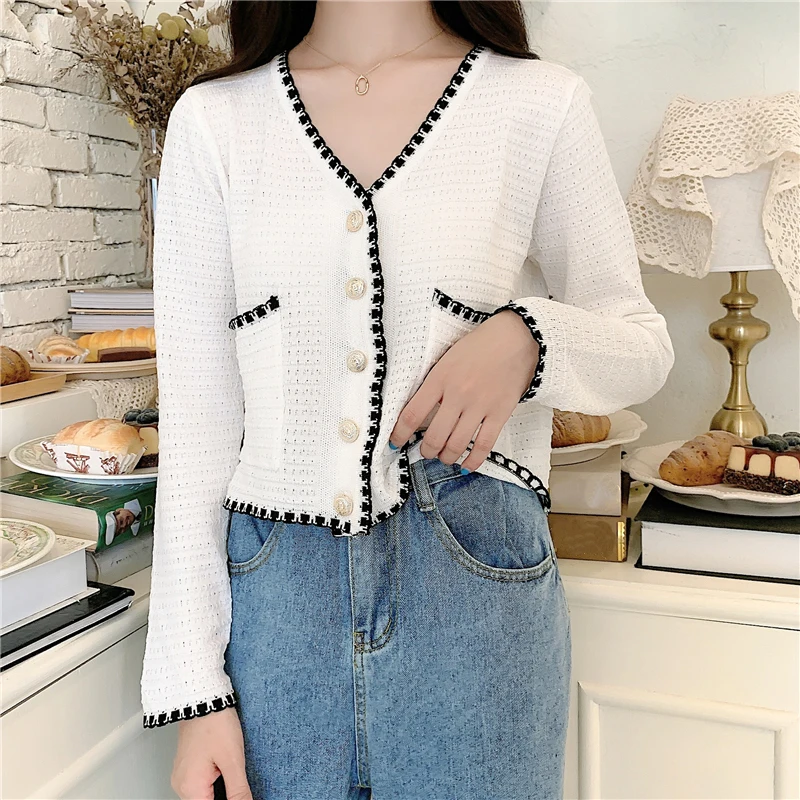 

Knitted Elegant Women Short Cardigan Solid Fashion Lady Girl Short Sleeves Sweater Chic Korean Autumn New Tops Outwear 2023