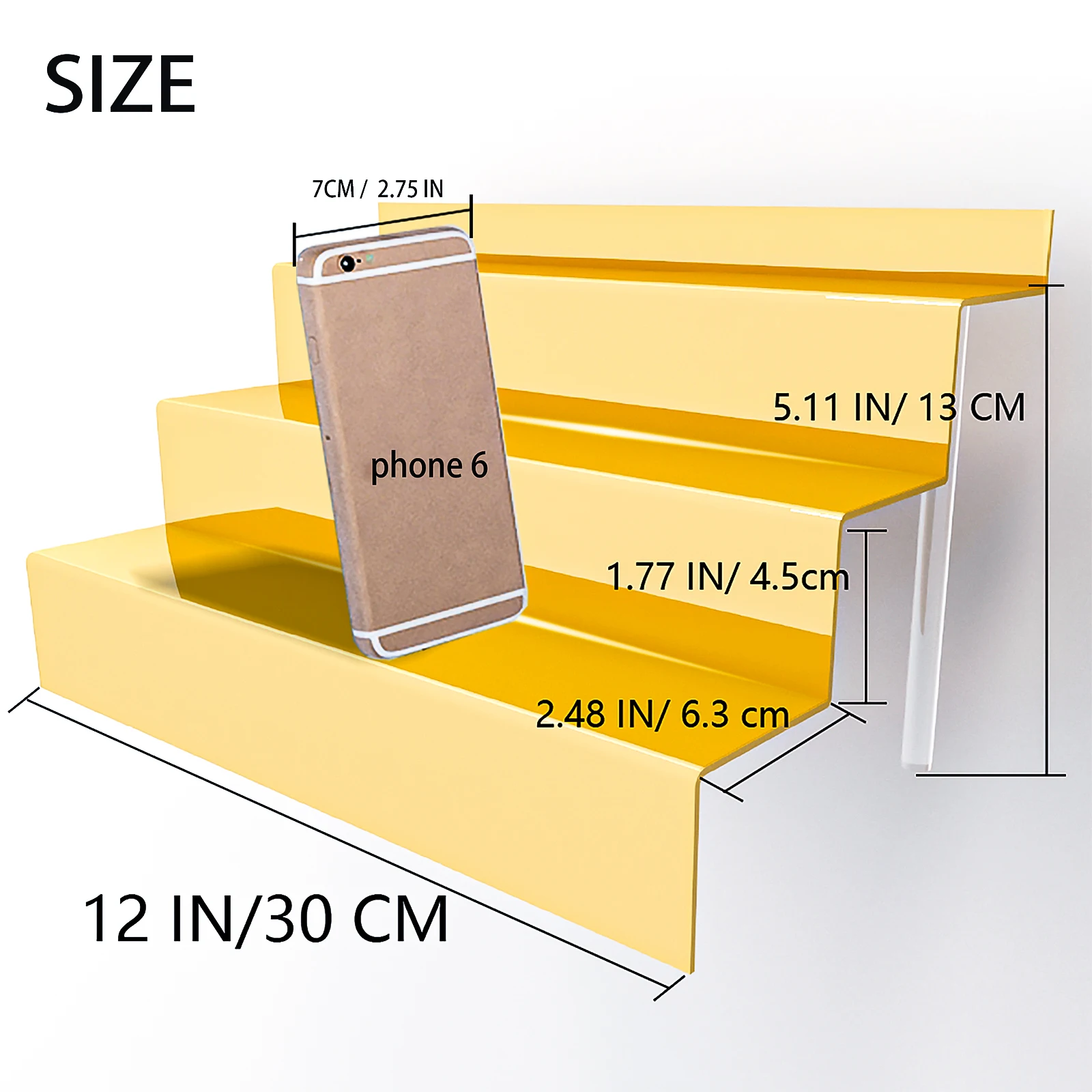 Golden Mirror Acrylic 3-Tier Organizer (For Nail Polish/Perfume/Lipstick/Cologne) - Mirror Polished Finish, Lightweight & Portab