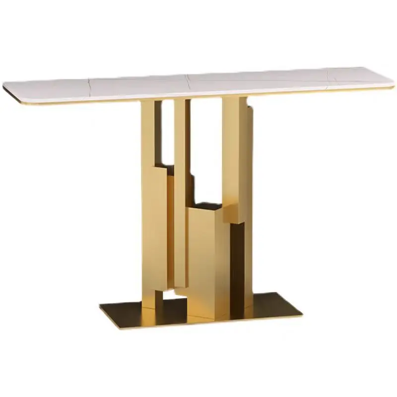 Modern simple new Chinese style against the wall New end view table Entry metal frame entrance cabinet