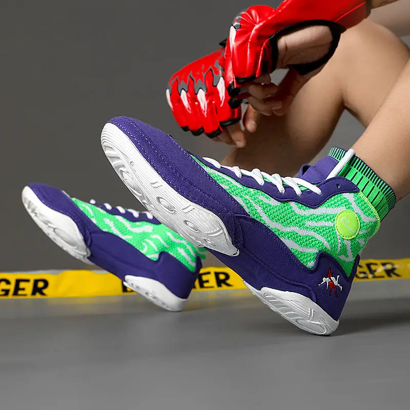 Fashion multi-color non-slip wear-resistant wrestling shoes men and women's fitness training boxing shoes new high-quality spor