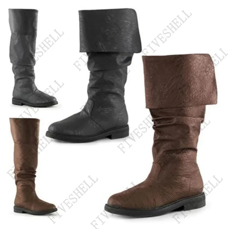 Średniowieczny mężczyzna rycerz książę Cosplay gotyckie Retro Punk skórzane buty Halloween karnawał etap rekwizyty na przyjęcia buty Elf Vintage Boot