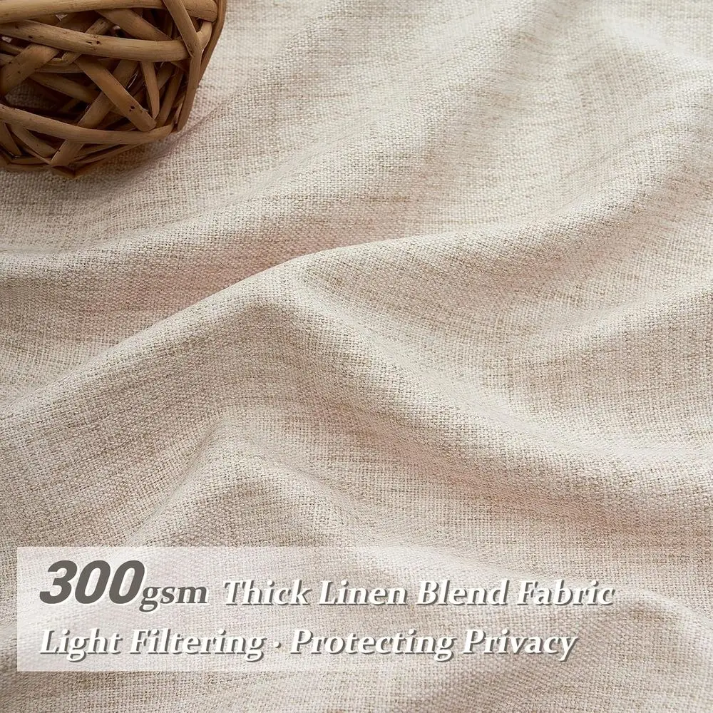 ستائر بطيات من الكتان، 102 للنوافذ الكبيرة، تصفية الضوء، بيج رملي، W40 x L102